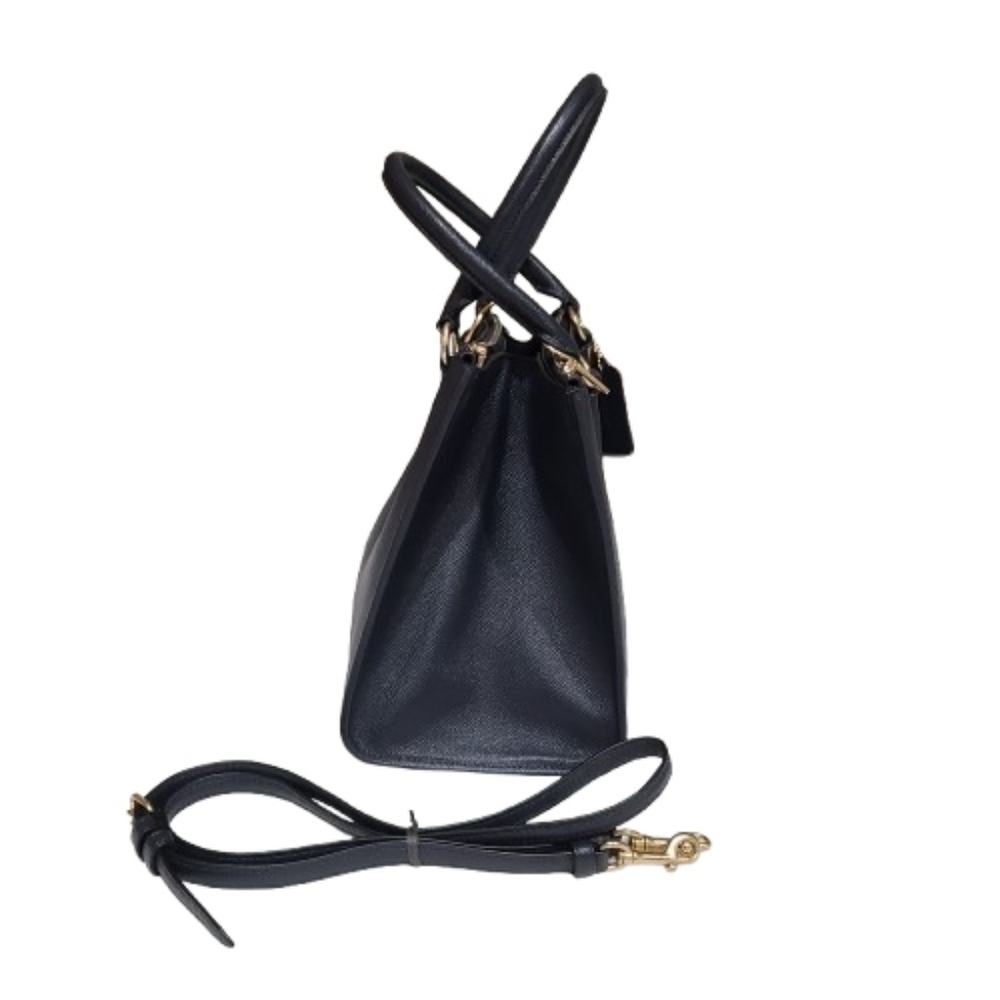 Coach Crosby Carryall Crossgrain Leather Tote Midnight Navy Satchel Shoulder Bag - Picture 5 of 16